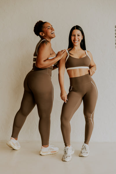 LEGGINGS 'FLOW' WOMEN - BROWN & CREAM