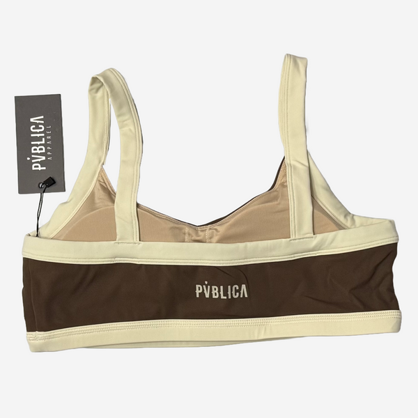 SPORTS BRA 'FLOW' WOMEN - BROWN & CREAM
