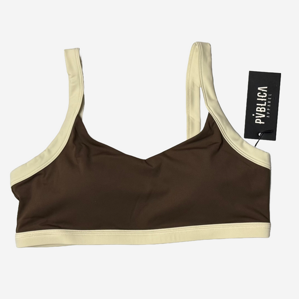 SPORTS BRA 'FLOW' WOMEN - BROWN & CREAM