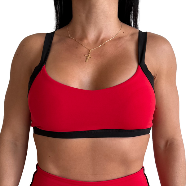 SPORTS BRA 'FLOW' WOMEN - RED & BLACK