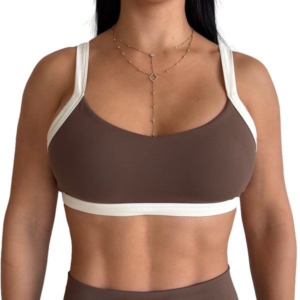 SPORTS BRA 'FLOW' WOMEN - BROWN & CREAM