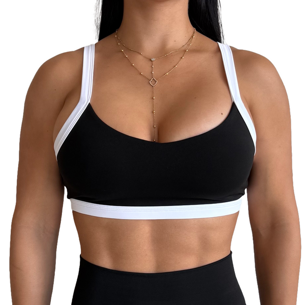 SPORTS BRA 'FLOW' WOMEN - BLACK & WHITE