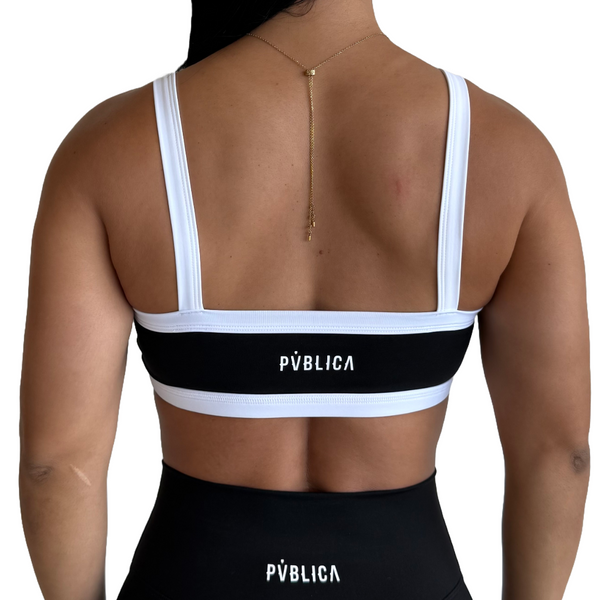 SPORTS BRA 'FLOW' WOMEN - BLACK & WHITE