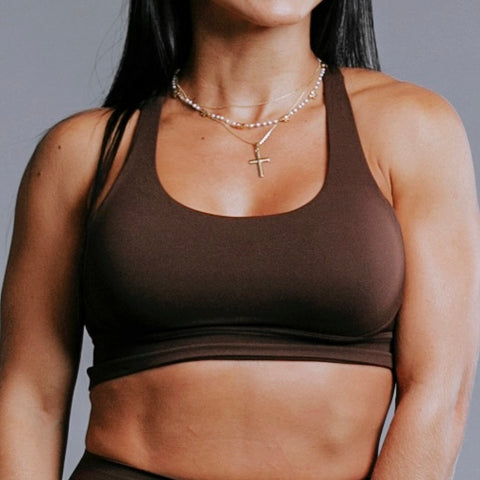 SPORTS BRA 'ESSENTIAL' WOMEN - BROWN