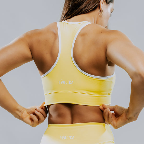 SPORTS BRA 'FLOW' WOMEN - BUTTER & WHITE