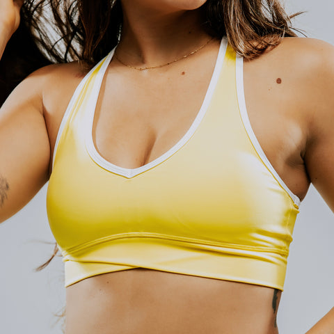 SPORTS BRA 'FLOW' WOMEN - BUTTER & WHITE