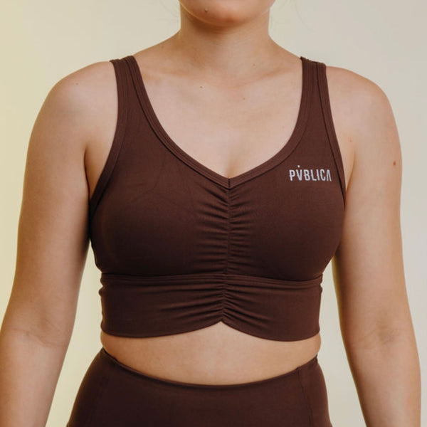 SPORTS BRA 'ESSENTIALS' WOMEN - BROWN