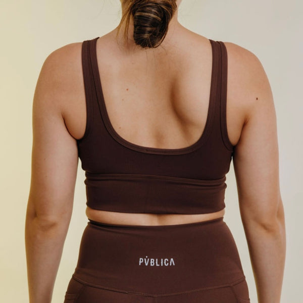 SPORTS BRA 'ESSENTIALS' WOMEN - BROWN