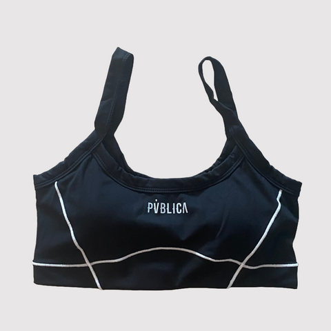 SPORTS BRA 'ESSENTIAL' WOMEN - BLACK & WHITE