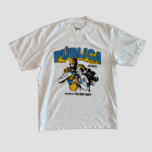 Oversized T-Shirt 'IRON PARTY' MEN - WHITE